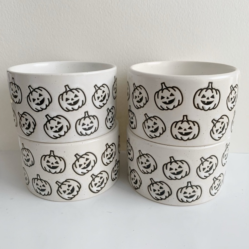 Bake Shop Halloween Jack O’ Lantern Speckled Ramekins Goth Kitchen Decor